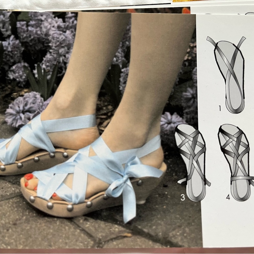 Mohop cherry mid height peep toe sandal with interchangeable ribbons